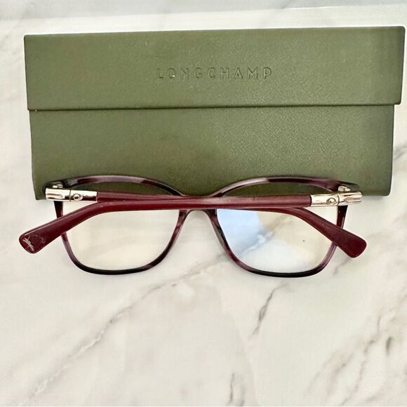 Longchamp Women’s Roseau Bamboo Purple Eyeglasses - Picture 4 of 5